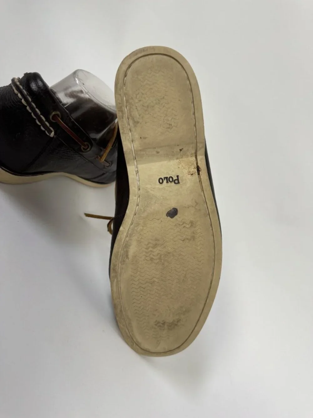 Polo Ralph Lauren Bienne II Mens Leather Boat Shoes Brown 9.5D Casual Comfort Du